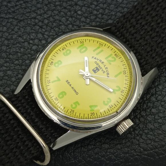 Vintage 1980 Favre Leuba Manual Mens Silver Watch W/Nato Strap - Picture 6 of 8